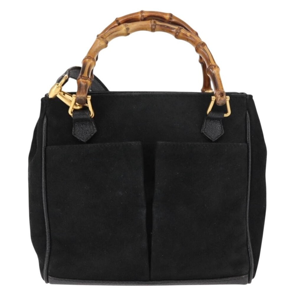 Gucci Bamboo Suede Handbag Black